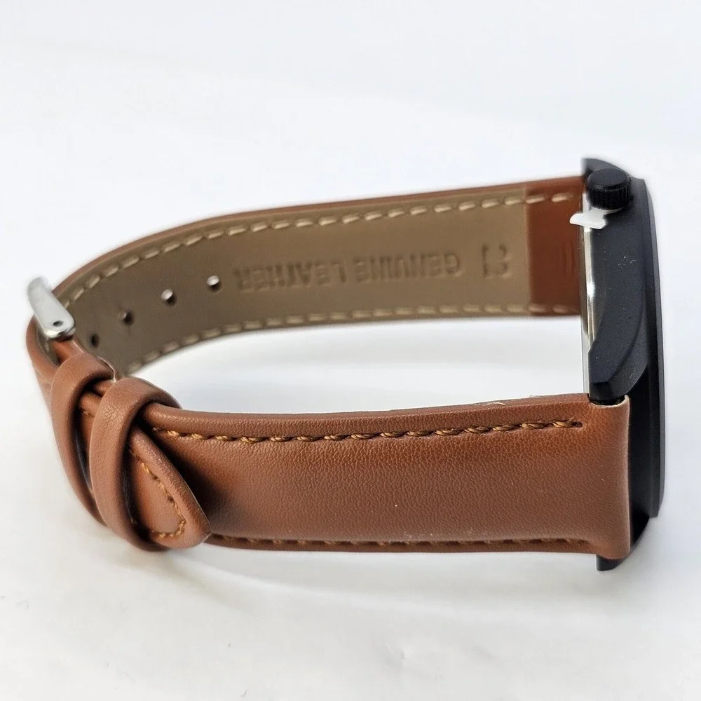 Field Men's Watch 42MM Easy Read Black Dial Black Case Brown Leather Band Straps